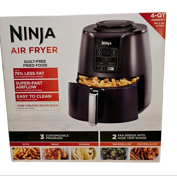 New Ninja AF100WM 4 Quart Air Fryer with Reheat & Dehydrate - Black - Picture 1 of 4